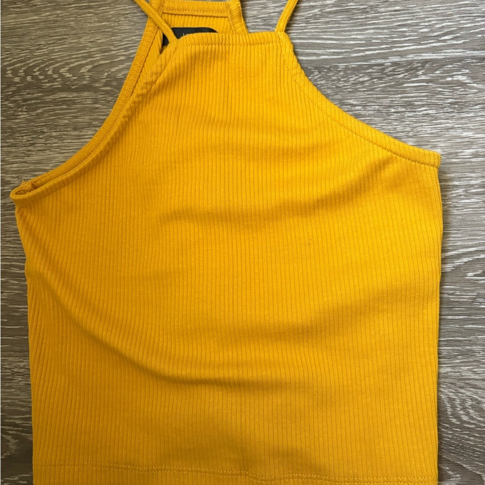 NWT J. Crew Mustard Ribbed Halter Tank Top Size Small